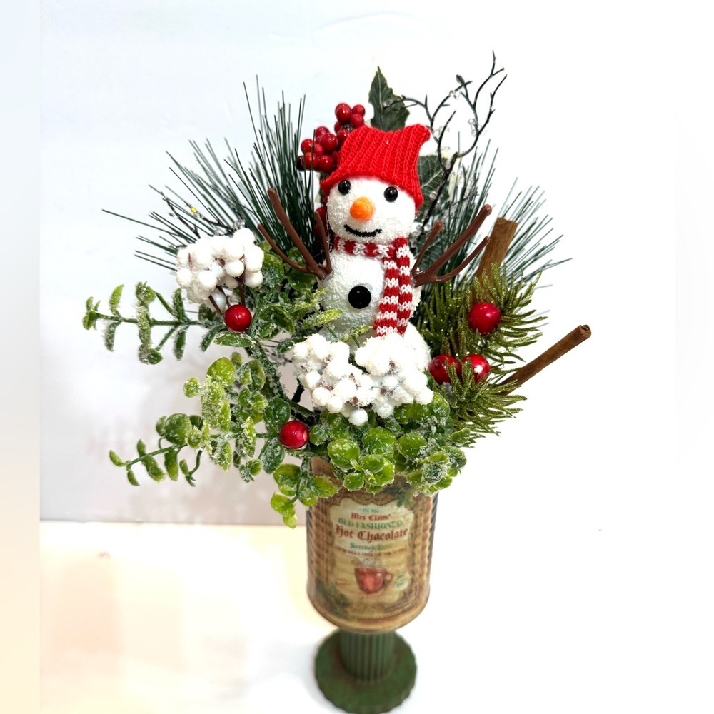 New OOAK Country Snowman Christmas Decor Unique Holiday Decoration